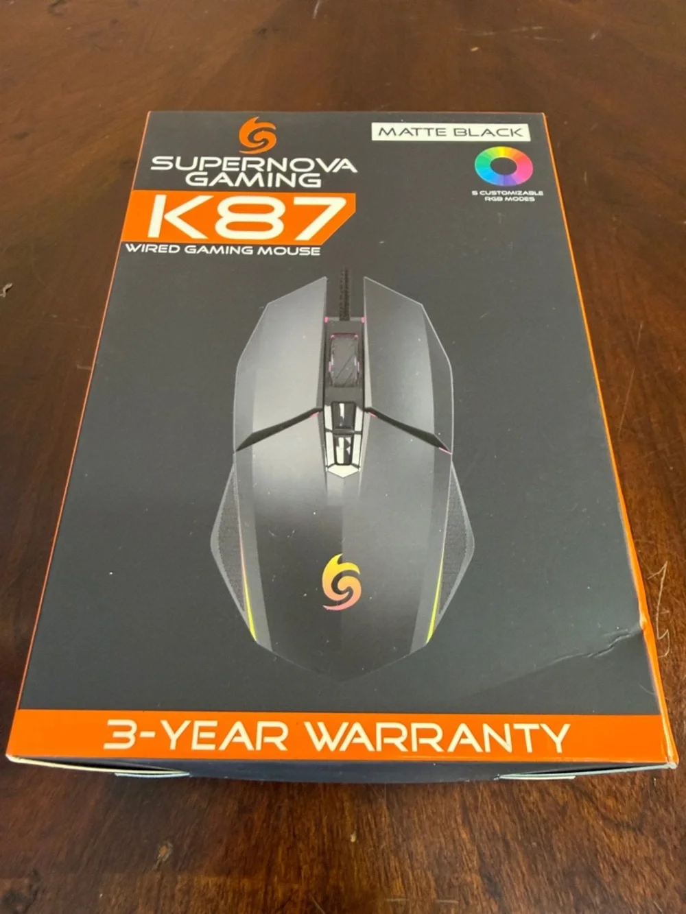 Black Matter K87 Matte Black Wired‎ Gaming Mouse with RGB Accents
